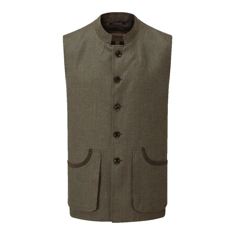 Schoffel Holcot Waistcoat Loden Green Herringbone Tweed