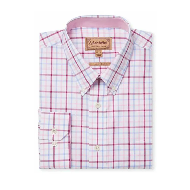 Schoffel Holkham Classic Shirt Pink Blue Raspberry