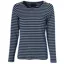 Holland Cooper Padstow Long Sleeve Crew Neck Tee Ink Navy Natural Stripe