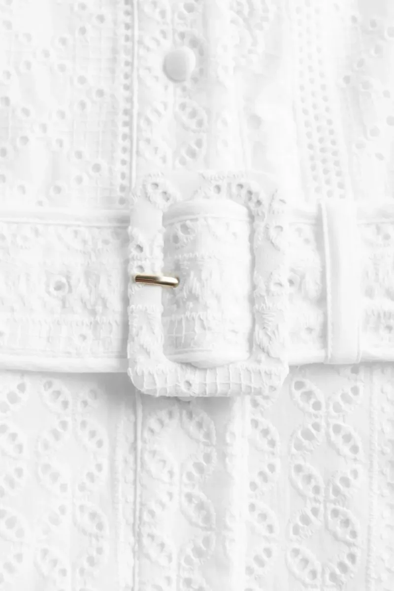 Holland Cooper Aimee Collarless Broderie Dress in White-6