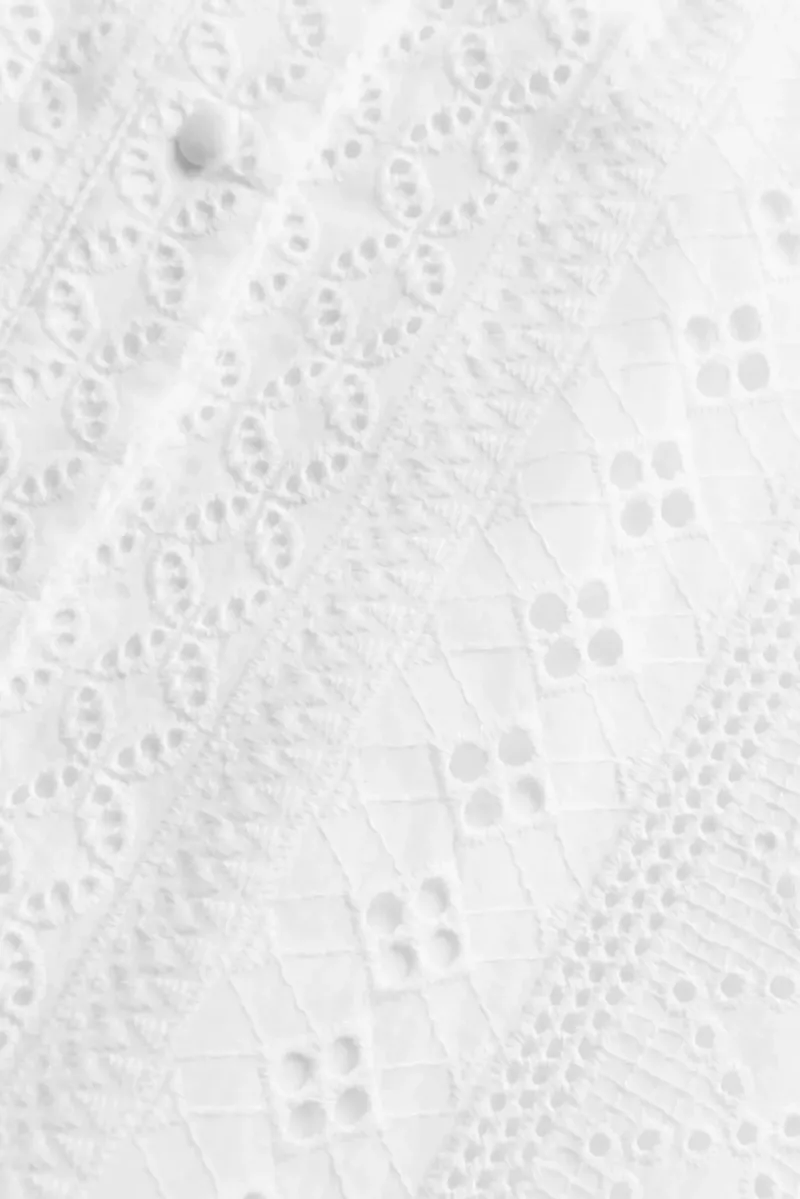 Holland Cooper Aimee Collarless Broderie Dress in White-7