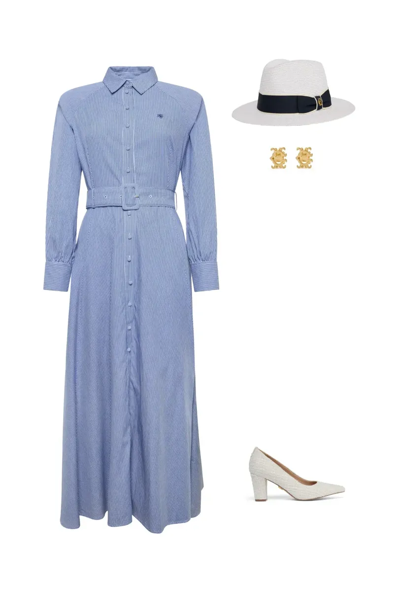 Holland Cooper Aimee Dress in Blue Stripe-1