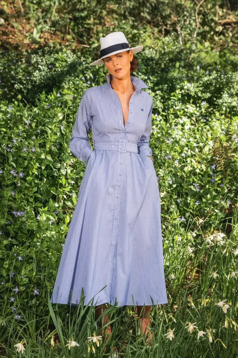 Holland Cooper Aimee Dress in Blue Stripe-3