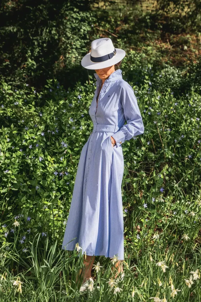 Holland Cooper Aimee Dress in Blue Stripe-4