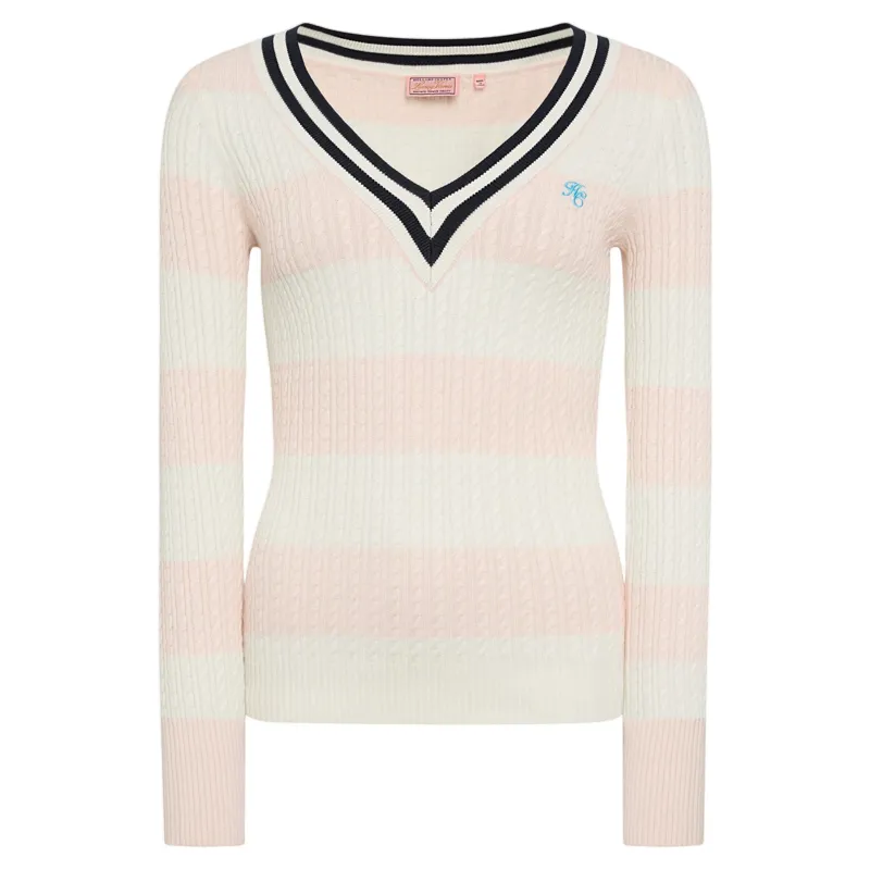 Holland Cooper Badminton Knit in Blush Natural Stripe