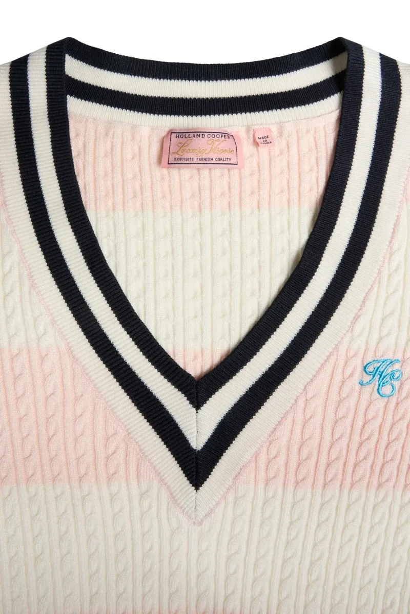 Holland Cooper Badminton Knit in Blush Natural Stripe-5