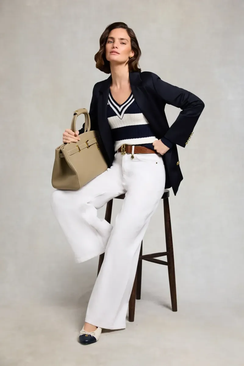 Holland Cooper Badminton Knit in Ink Navy Stripe-2