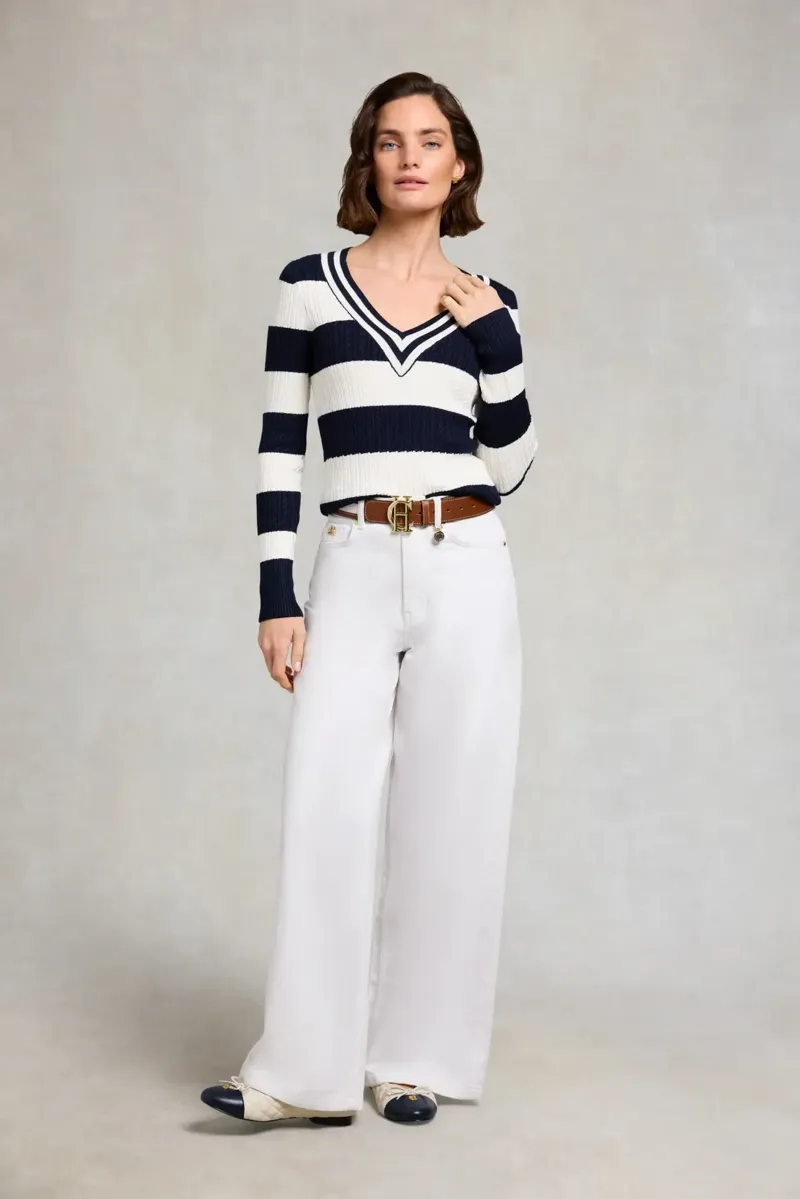 Holland Cooper Badminton Knit in Ink Navy Stripe-3