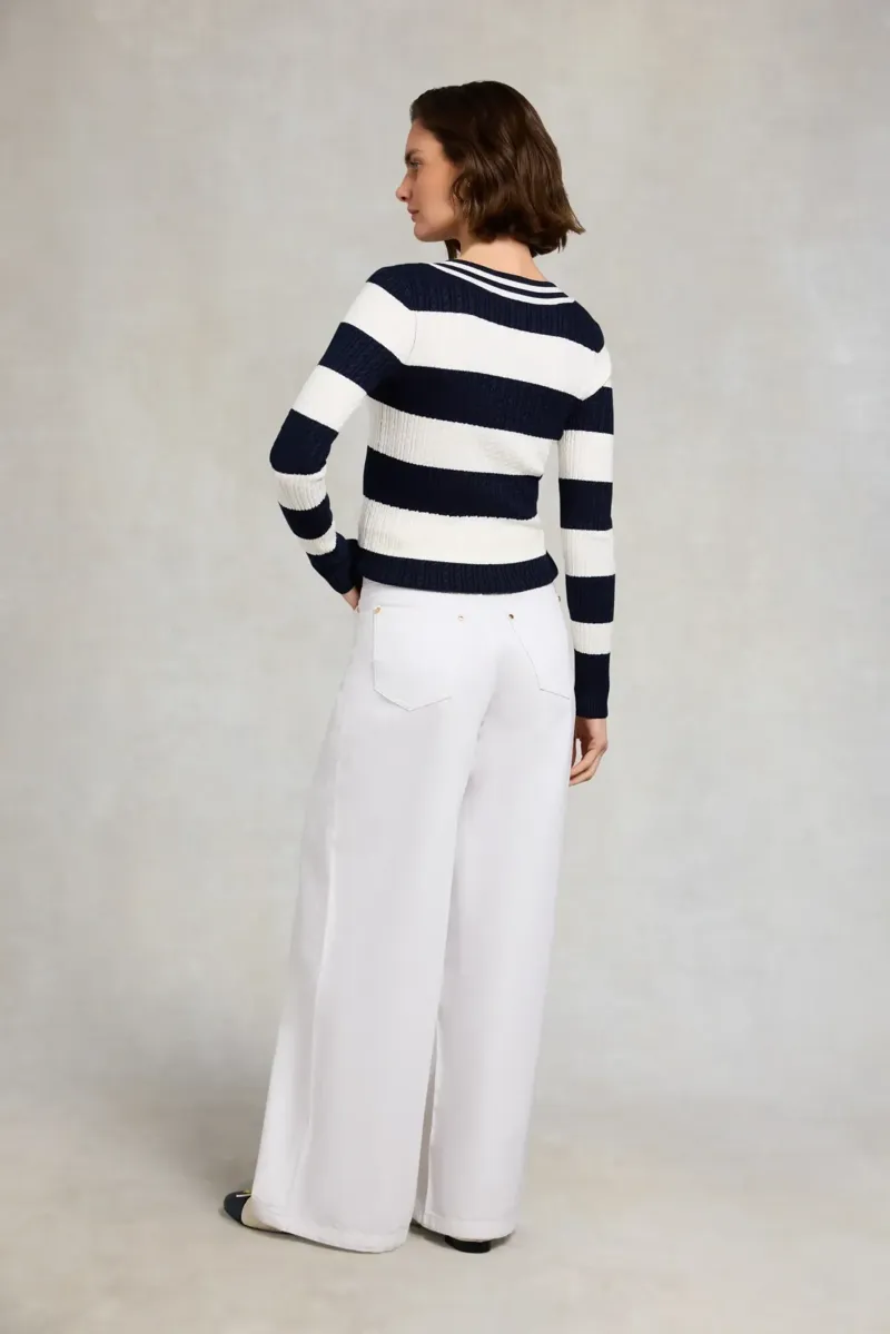 Holland Cooper Badminton Knit in Ink Navy Stripe-5