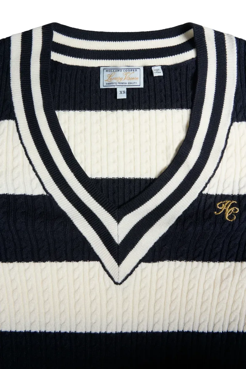 Holland Cooper Badminton Knit in Ink Navy Stripe-6