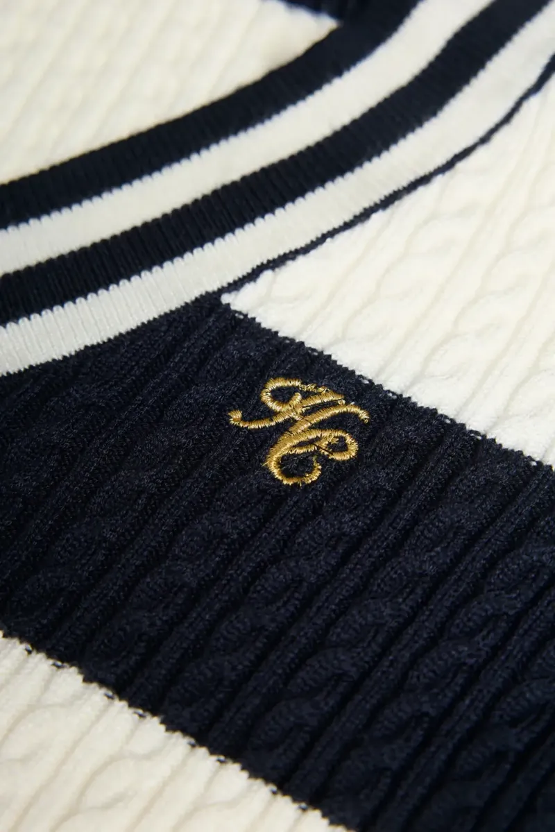 Holland Cooper Badminton Knit in Ink Navy Stripe-7