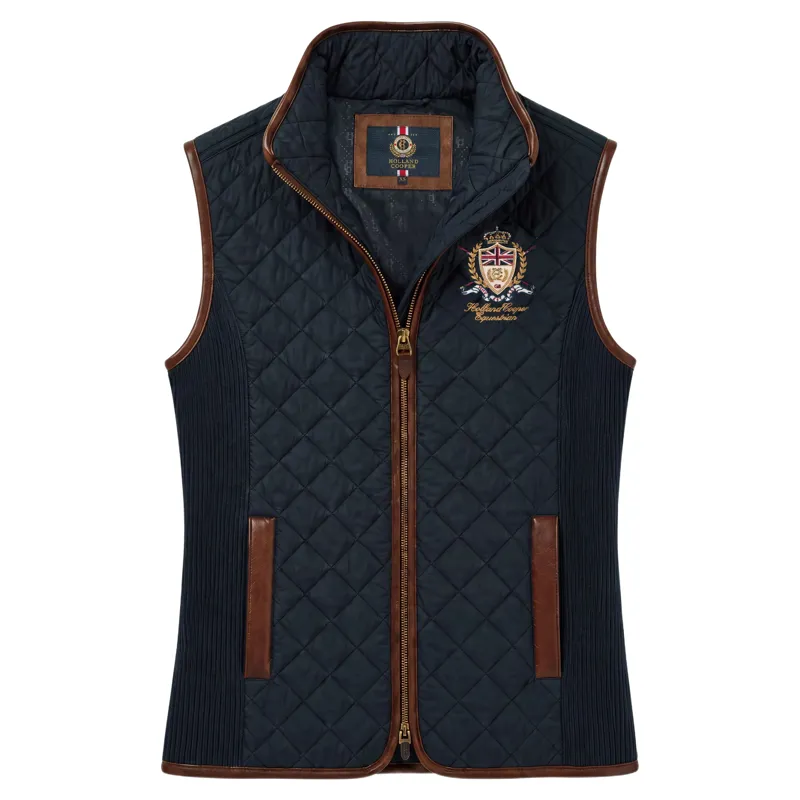 Holland Cooper Boughton Diamond Quilt Gilet in Ink Navy