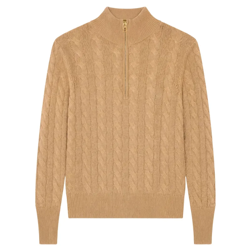 Holland Cooper Bourton Quarter Zip Knit in Camel