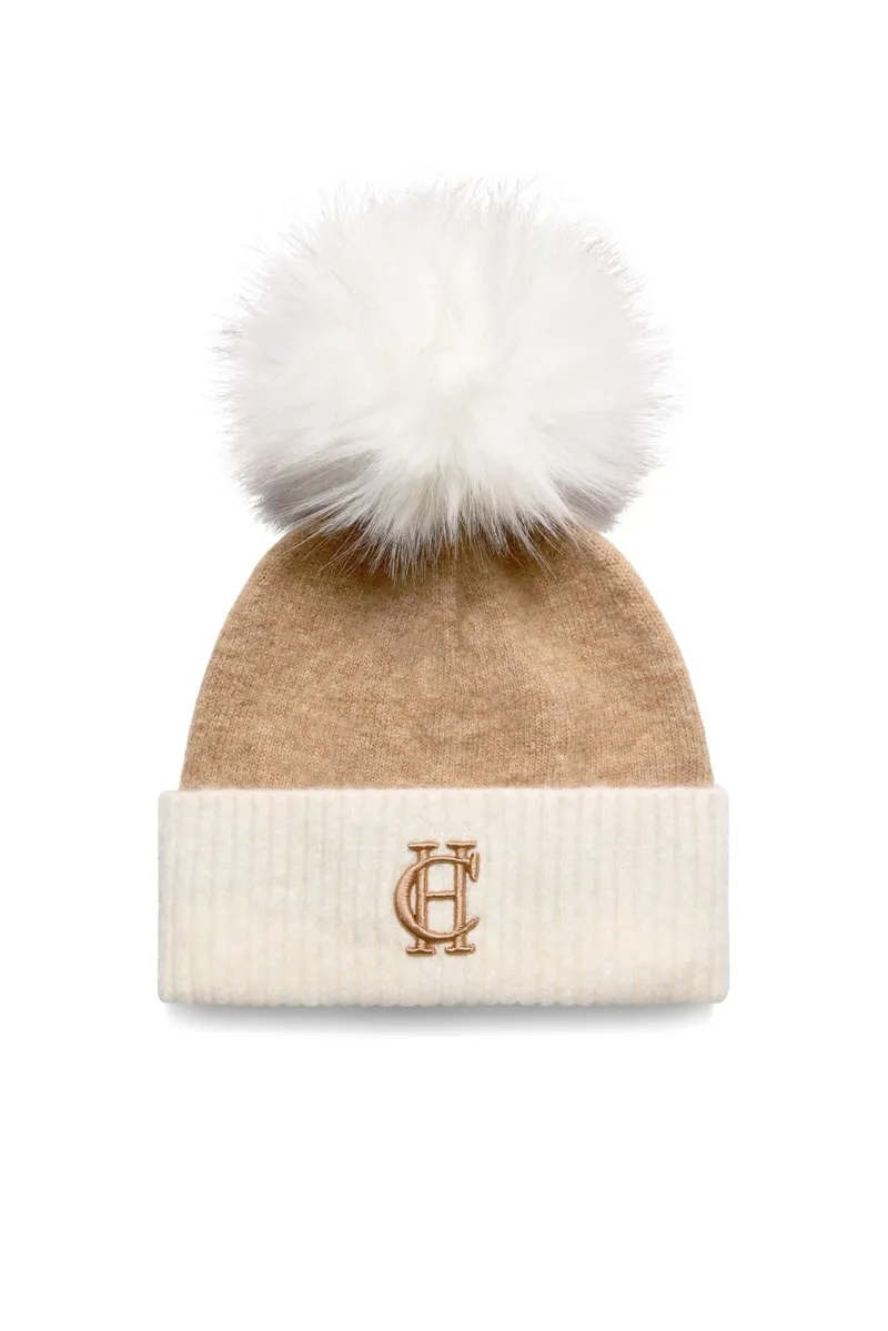 Holland Cooper Chelsea Bobble Hat in Camel