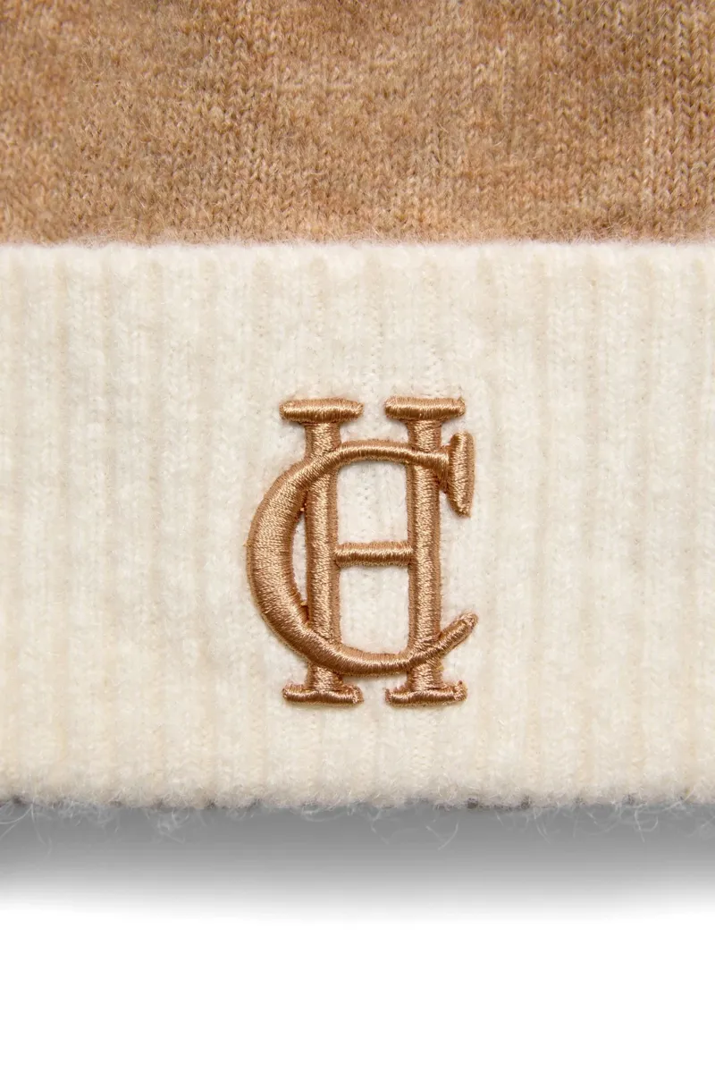 Holland Cooper Chelsea Bobble Hat in Camel-1