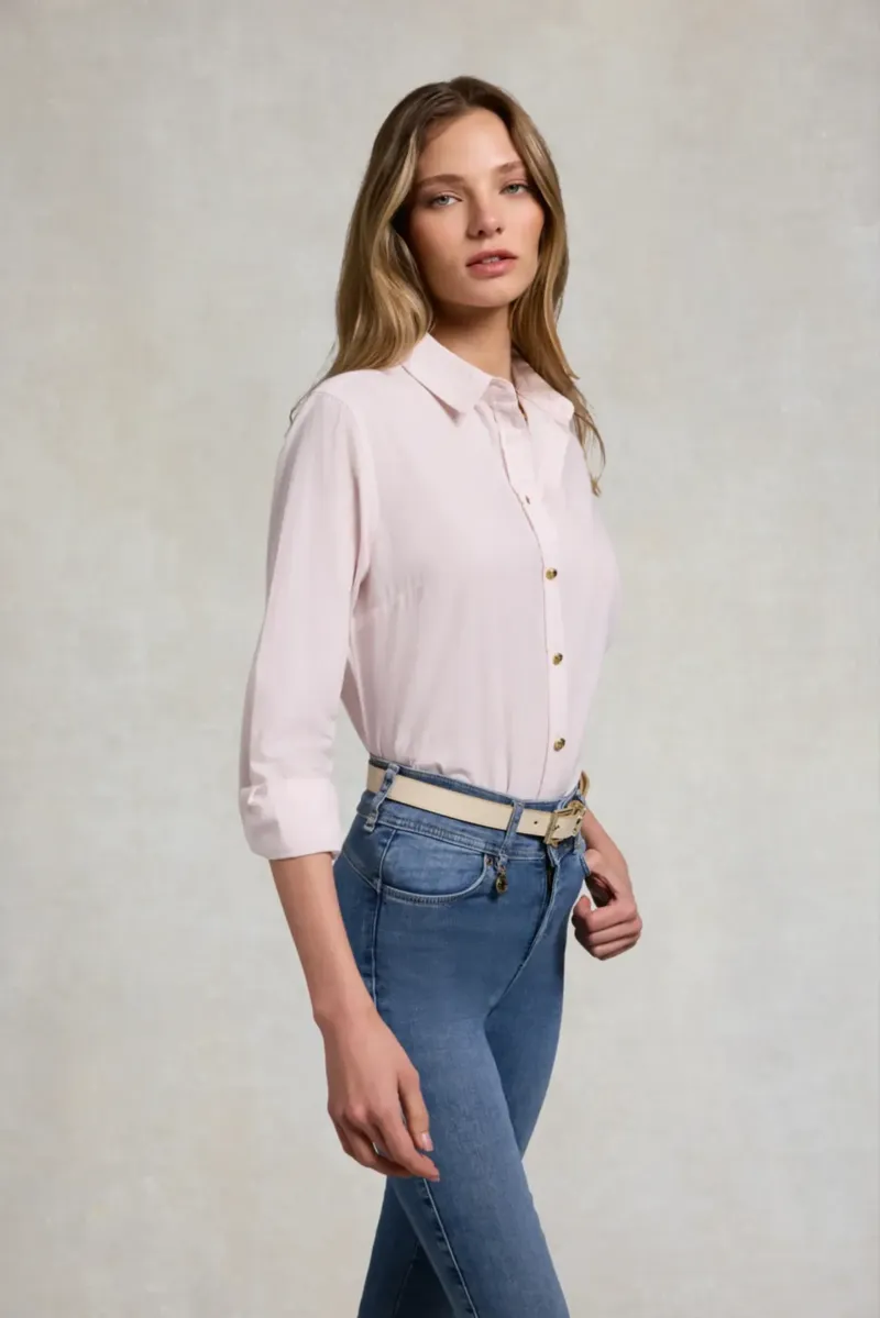 Holland Cooper Classic Fit Shirt in Soft Pink Stripe-2