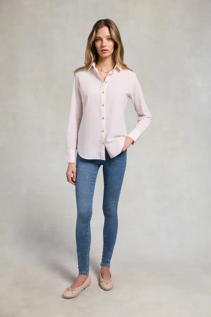 Holland Cooper Classic Fit Shirt in Soft Pink Stripe-3