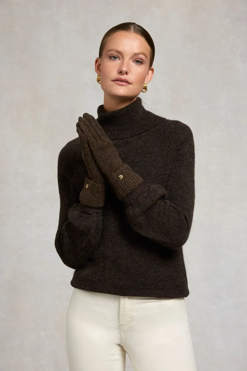 Holland Cooper Classic Logo Glove in Chocolate-3