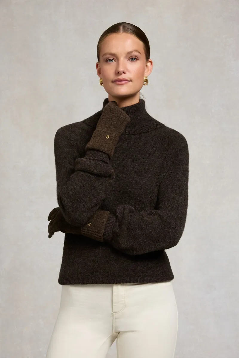 Holland Cooper Classic Logo Glove in Chocolate-4