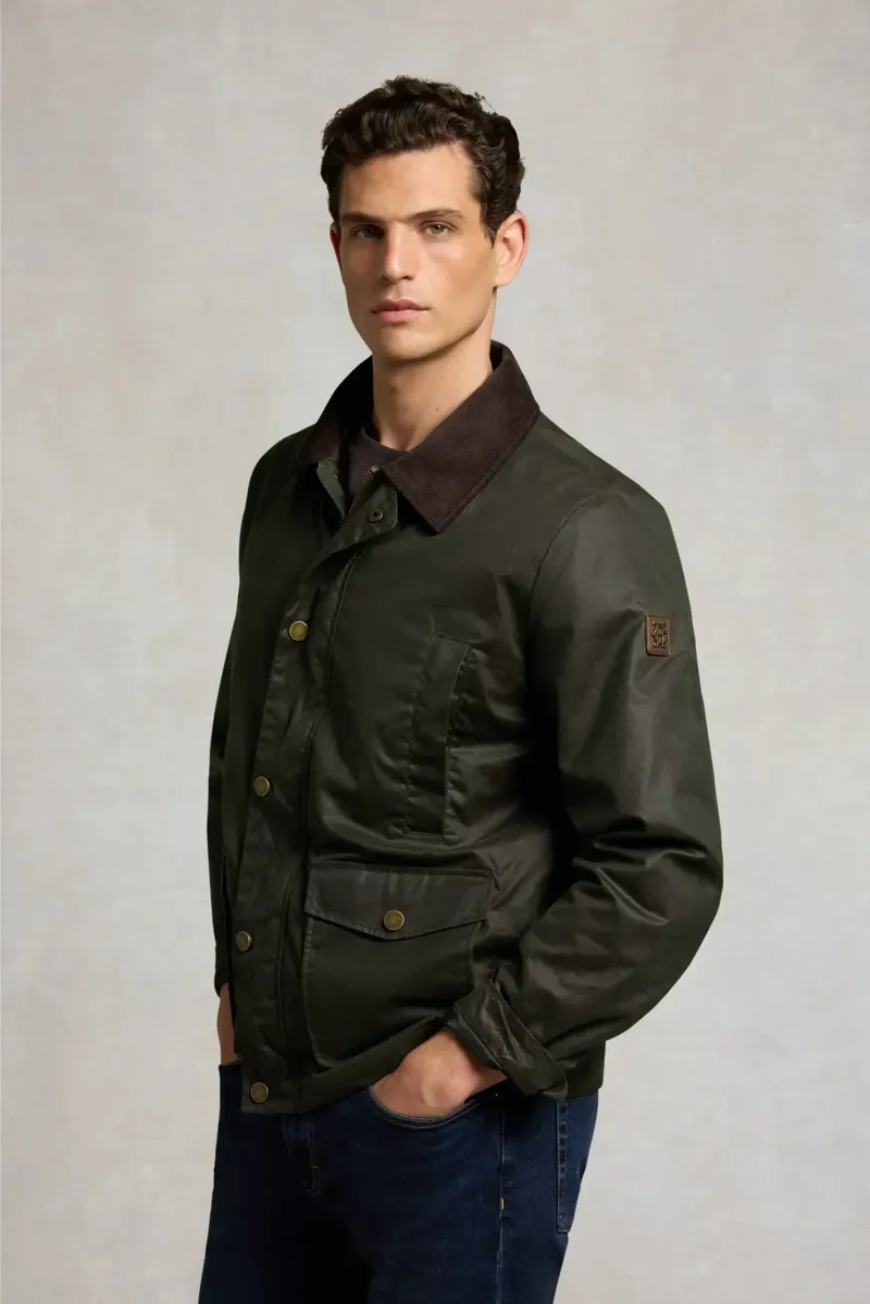 Holland Cooper Classic Wax Jacket Men's Moss-3