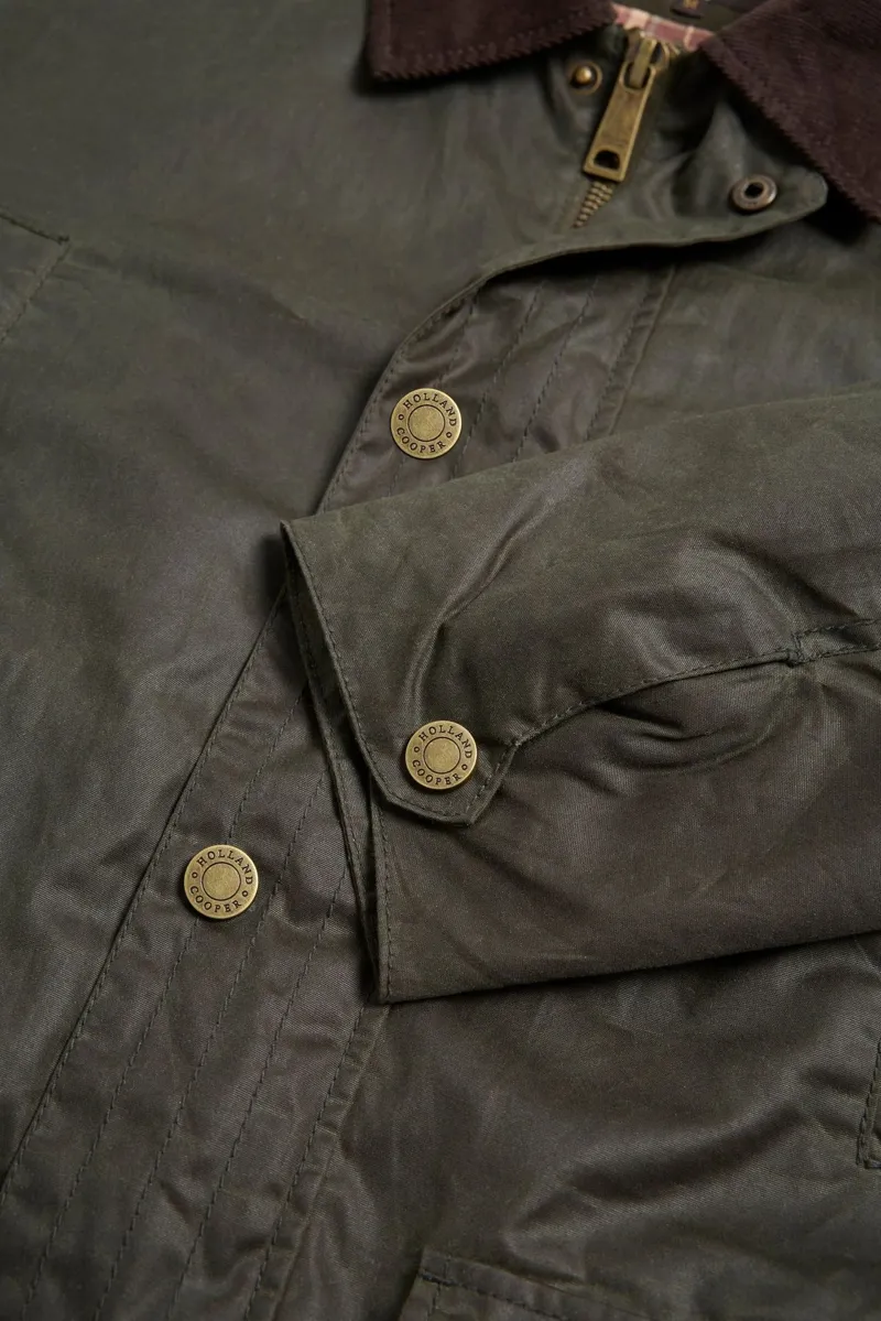 Holland Cooper Classic Wax Jacket Men's Moss-6