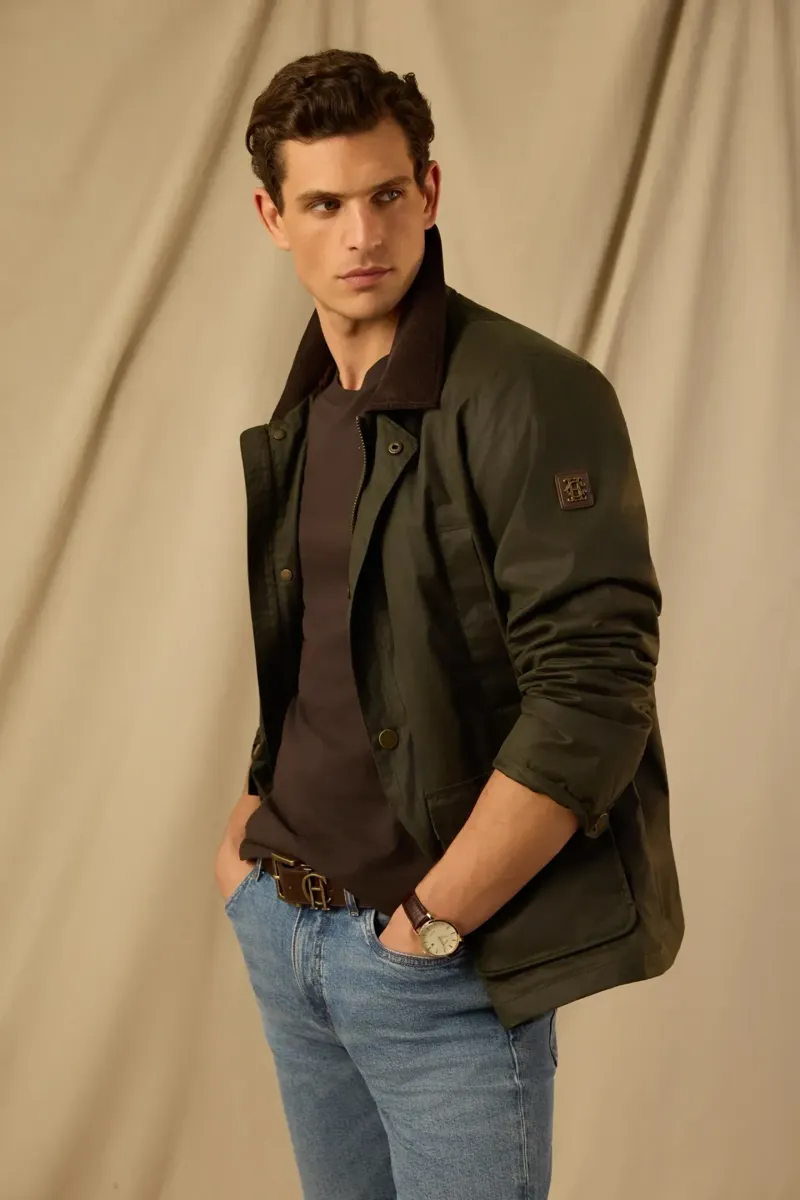 Holland Cooper Classic Wax Jacket Men's Moss-8