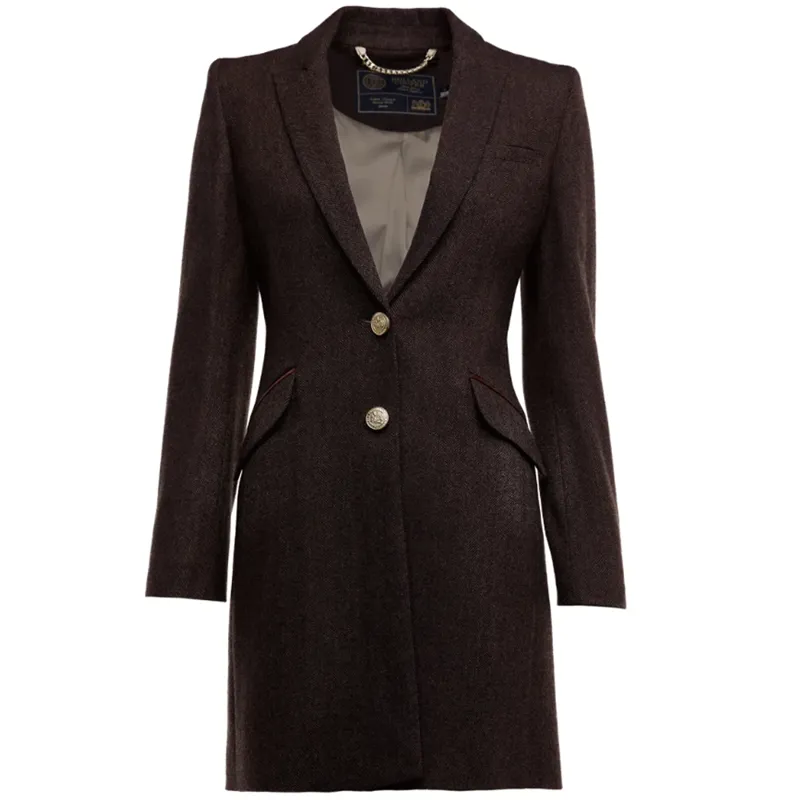 Holland Cooper Highgrove Coat Chocolate Herringbone