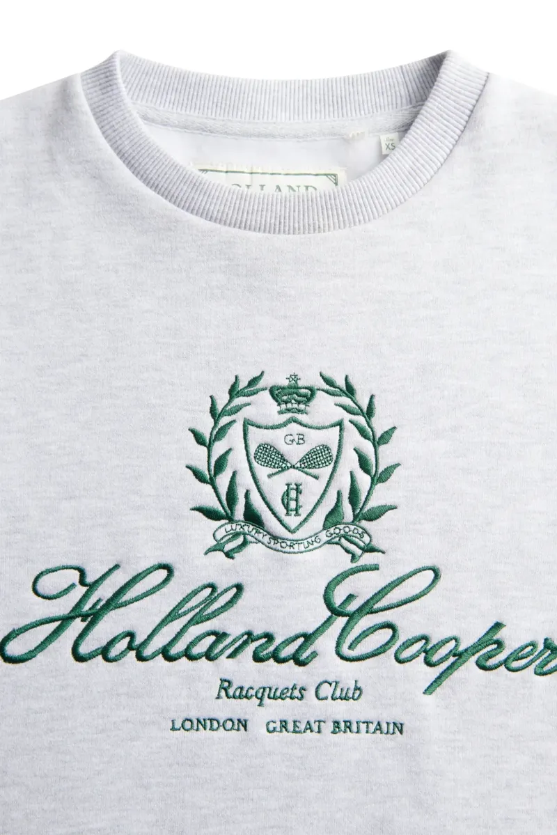 Holland Cooper Collegiate Crew Neck Sweat in Ice Marl-4