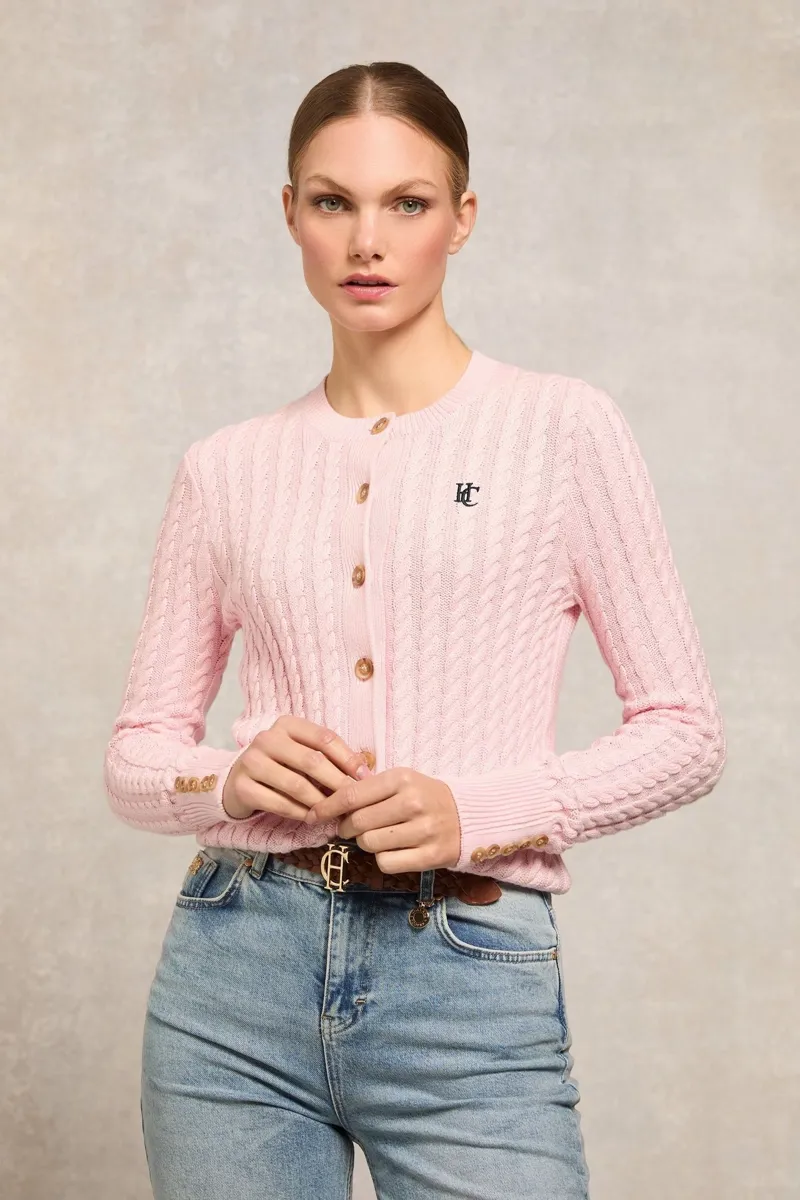 Holland Cooper Cotswold Cardigan in Soft Pink-1