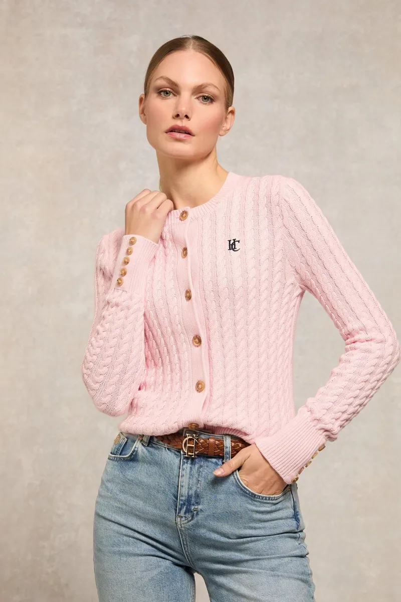 Holland Cooper Cotswold Cardigan in Soft Pink-2