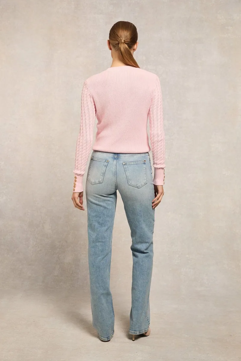 Holland Cooper Cotswold Cardigan in Soft Pink-3