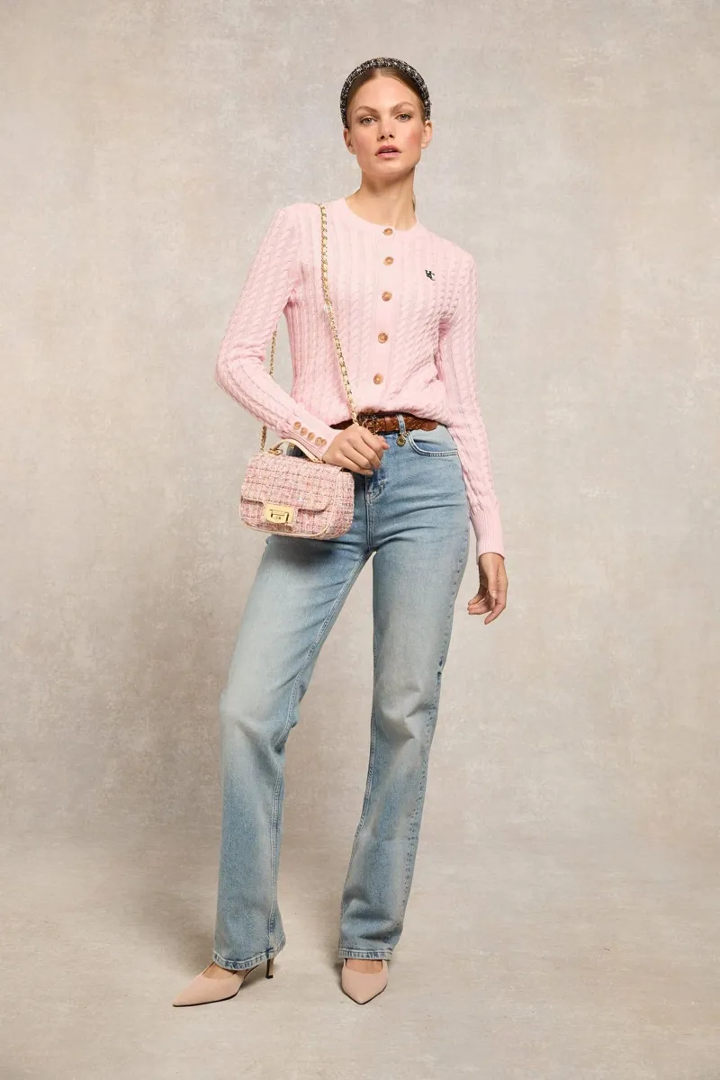 Holland Cooper Cotswold Cardigan in Soft Pink-4