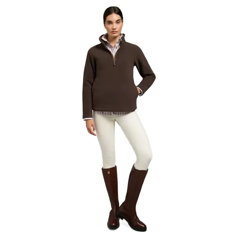 Holland Cooper Country Fleece Quarter Zip in Chocolate-1