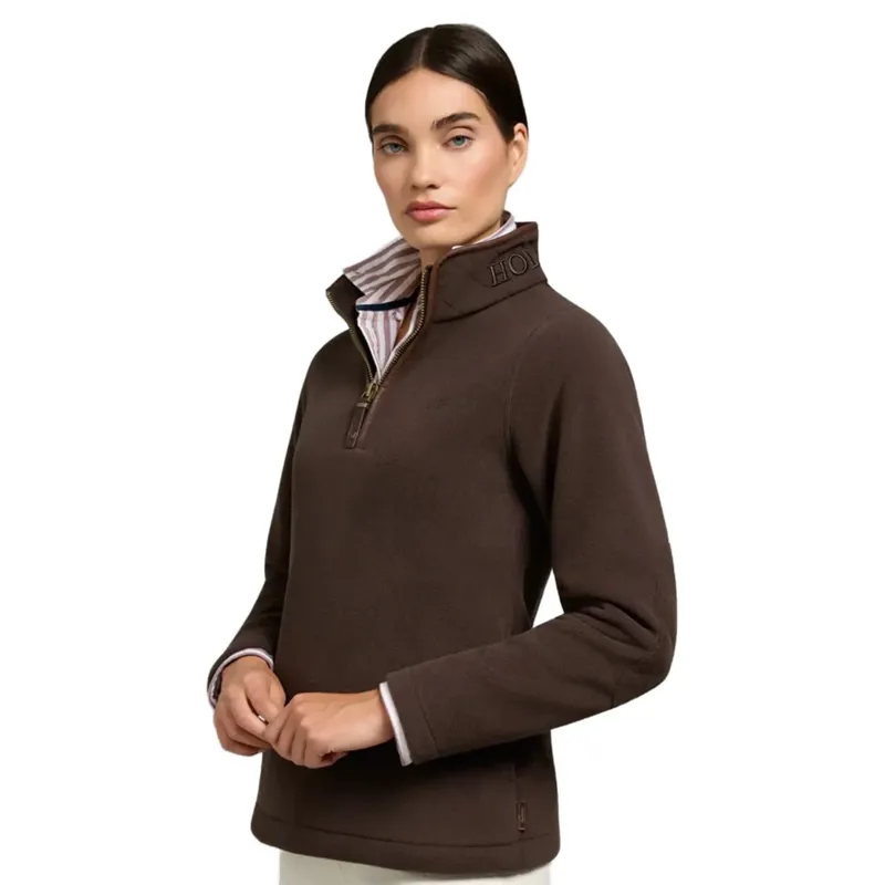 Holland Cooper Country Fleece Quarter Zip in Chocolate-2