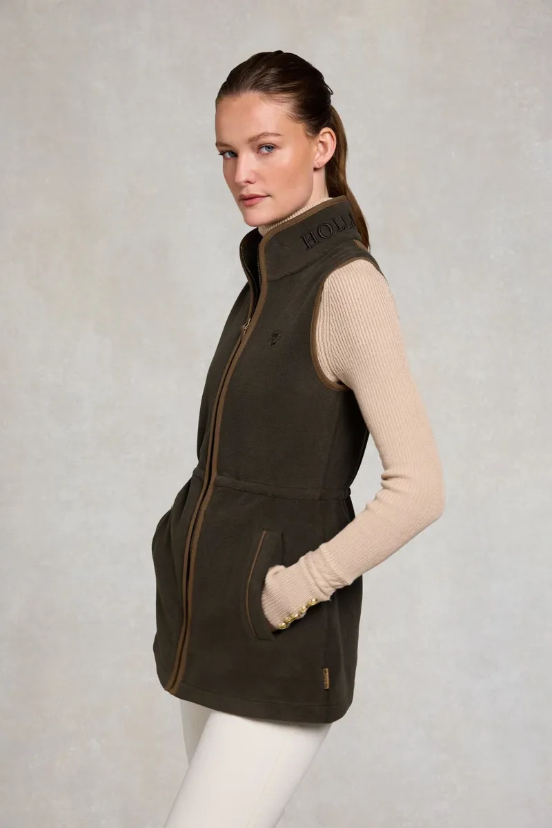 Holland Cooper Country Longline Fleece Gilet in Khaki-3