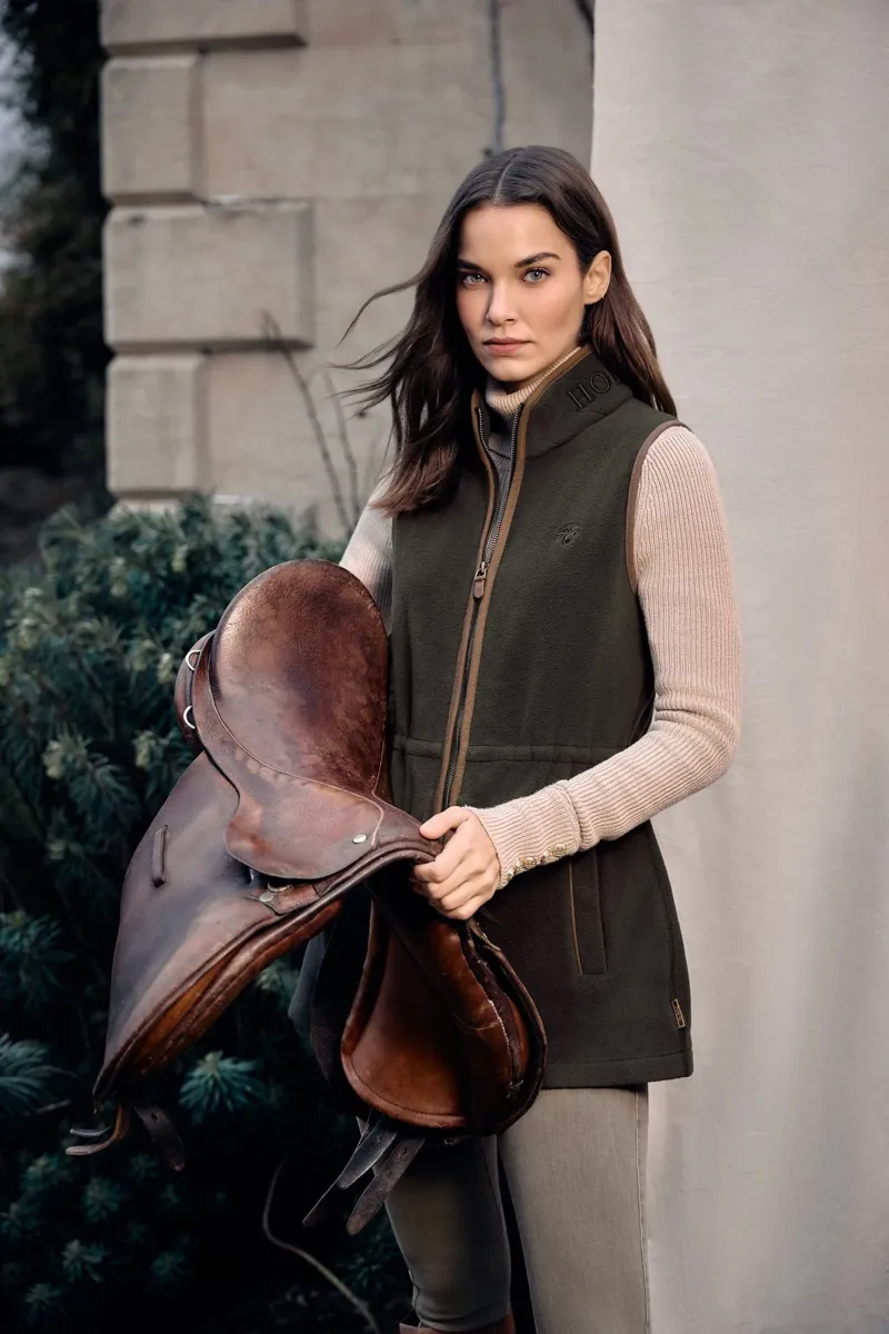 Holland Cooper Country Longline Fleece Gilet in Khaki-8