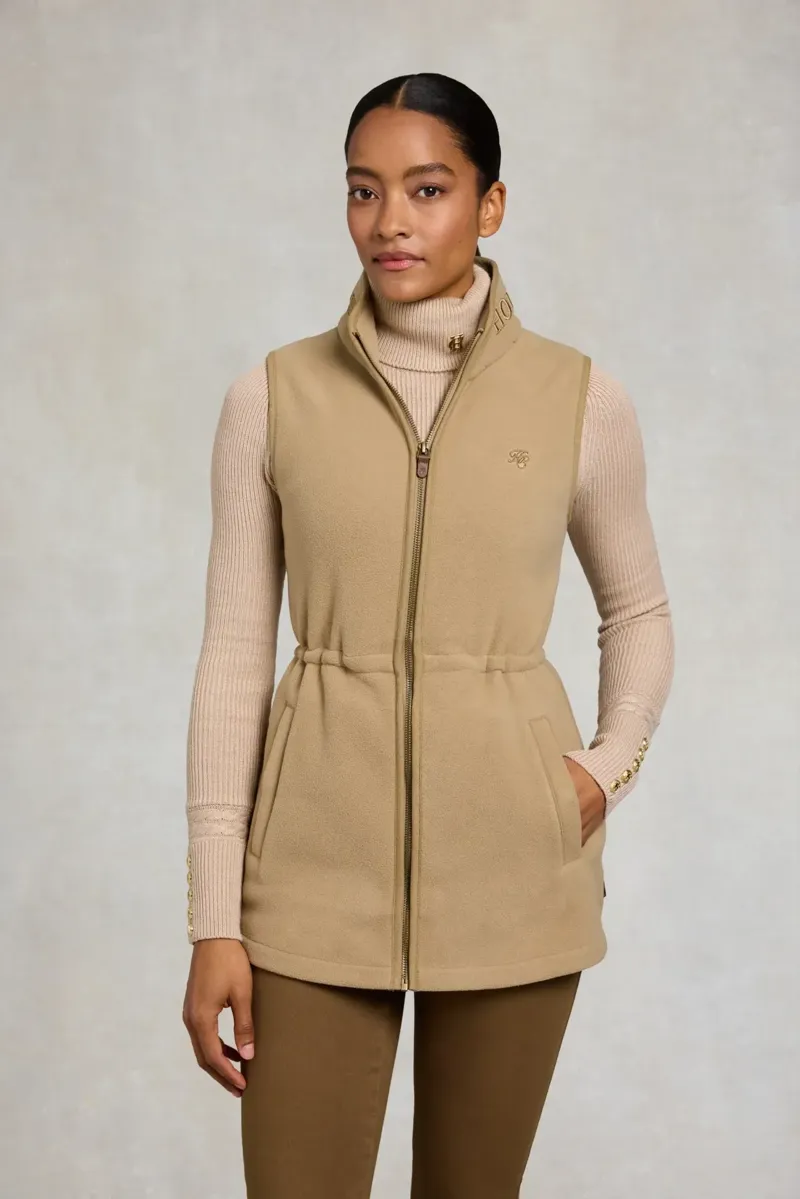 Holland Cooper Country Longline Fleece Gilet in Sand-1