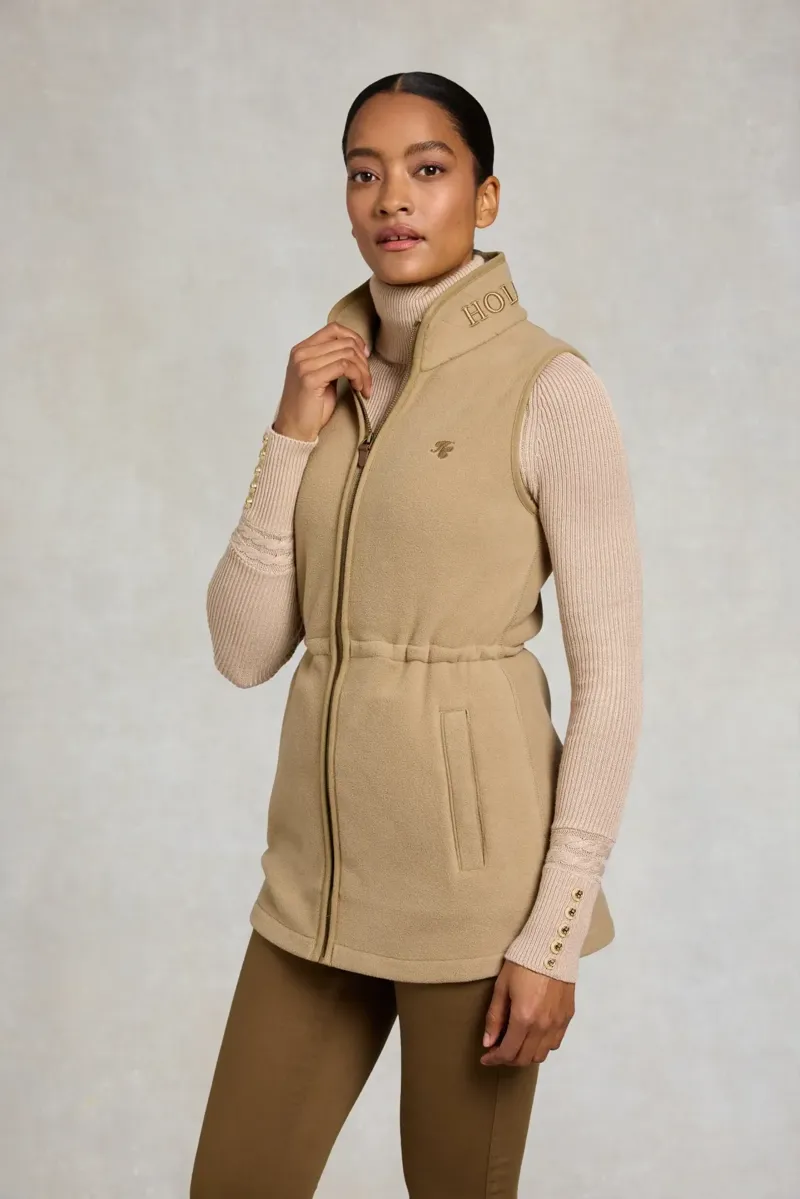 Holland Cooper Country Longline Fleece Gilet in Sand-2