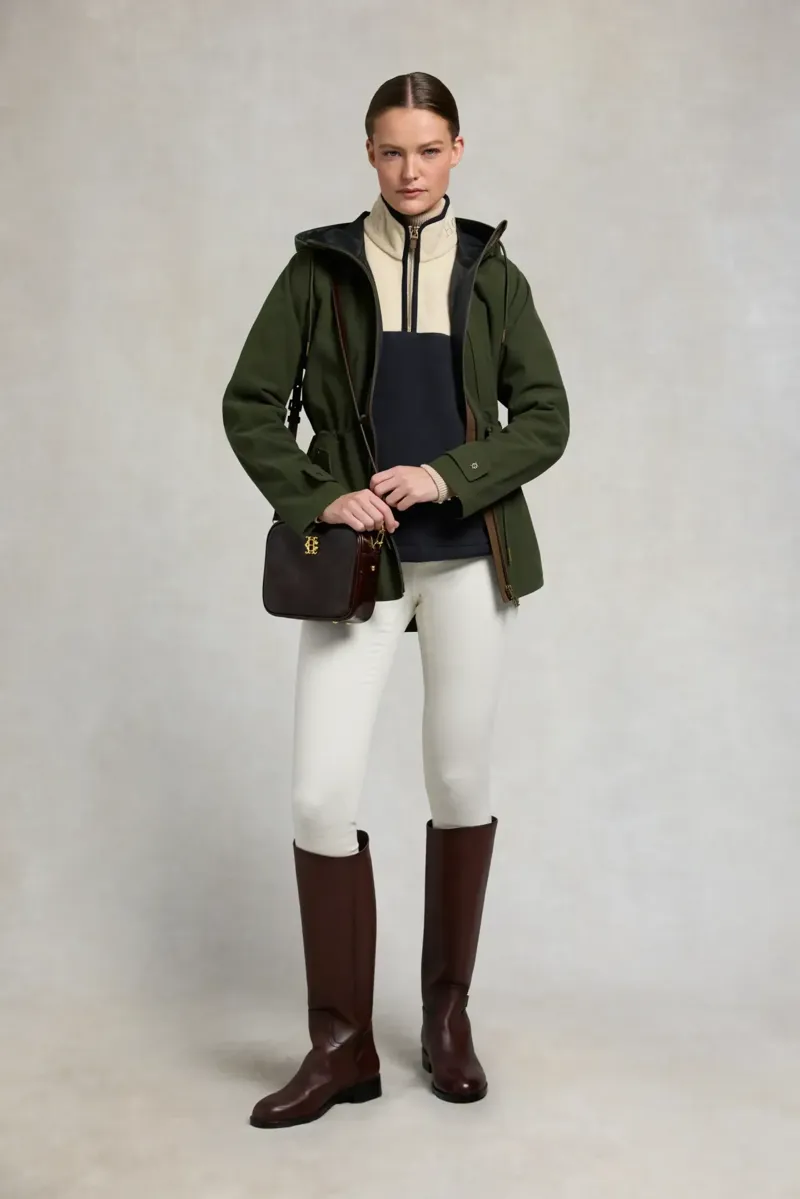 Holland Cooper Country Quarter Zip Jacket in Ecru Navy-3