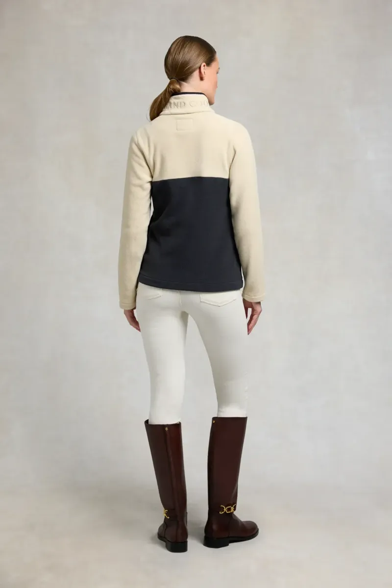 Holland Cooper Country Quarter Zip Jacket in Ecru Navy-5