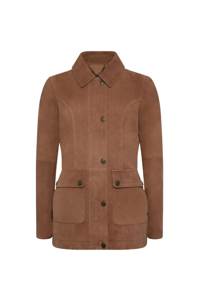 Holland Cooper Country Suede Jacket in Cognac