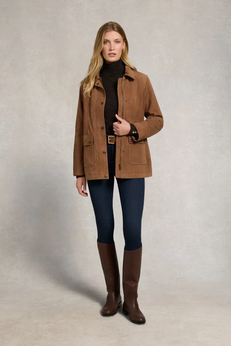 Holland Cooper Country Suede Jacket in Cognac-7