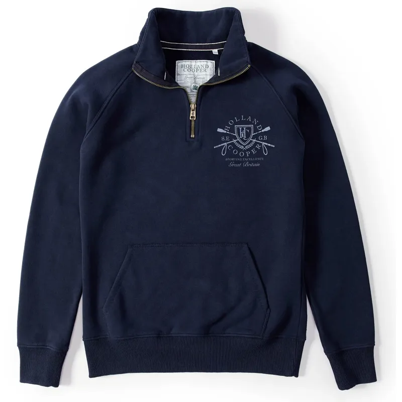 Holland Cooper Crest Zip Henley Ink Navy