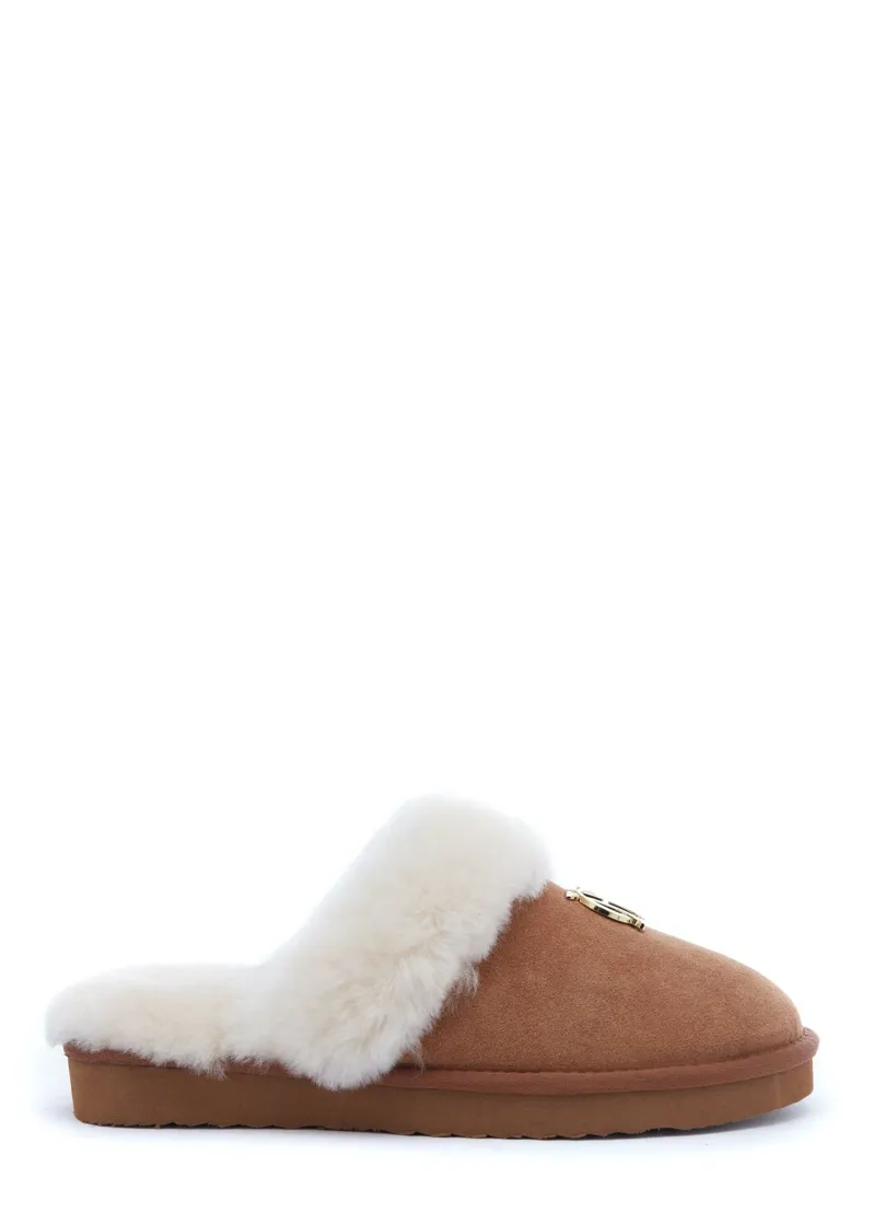 Holland Cooper HC Shearling Slipper in Tan-1