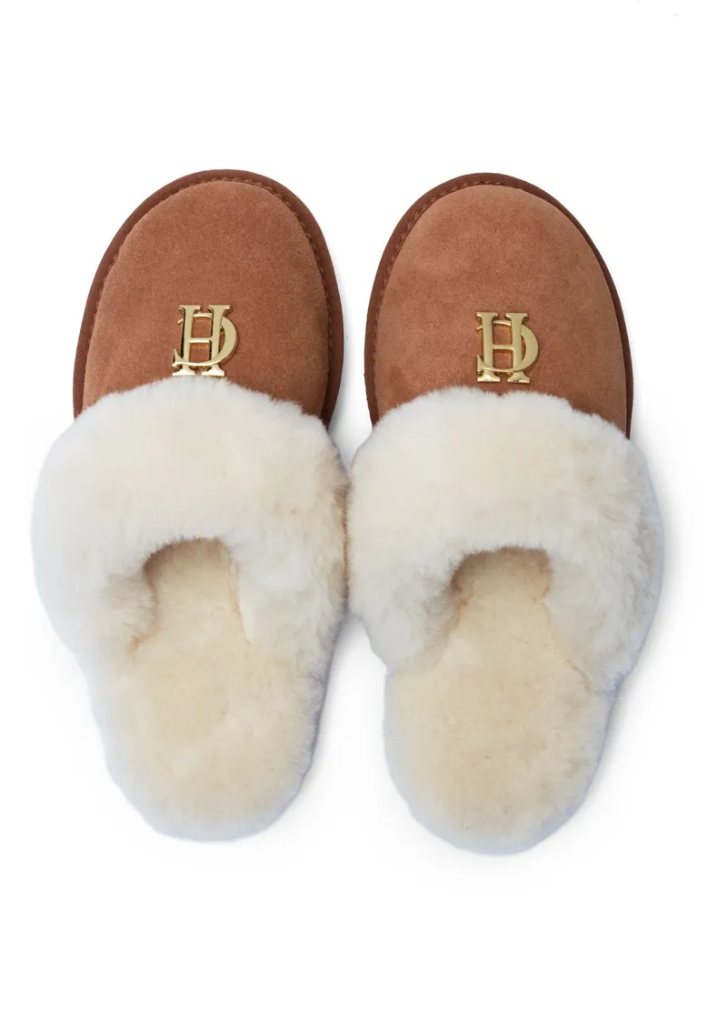 Holland Cooper HC Shearling Slipper in Tan-2