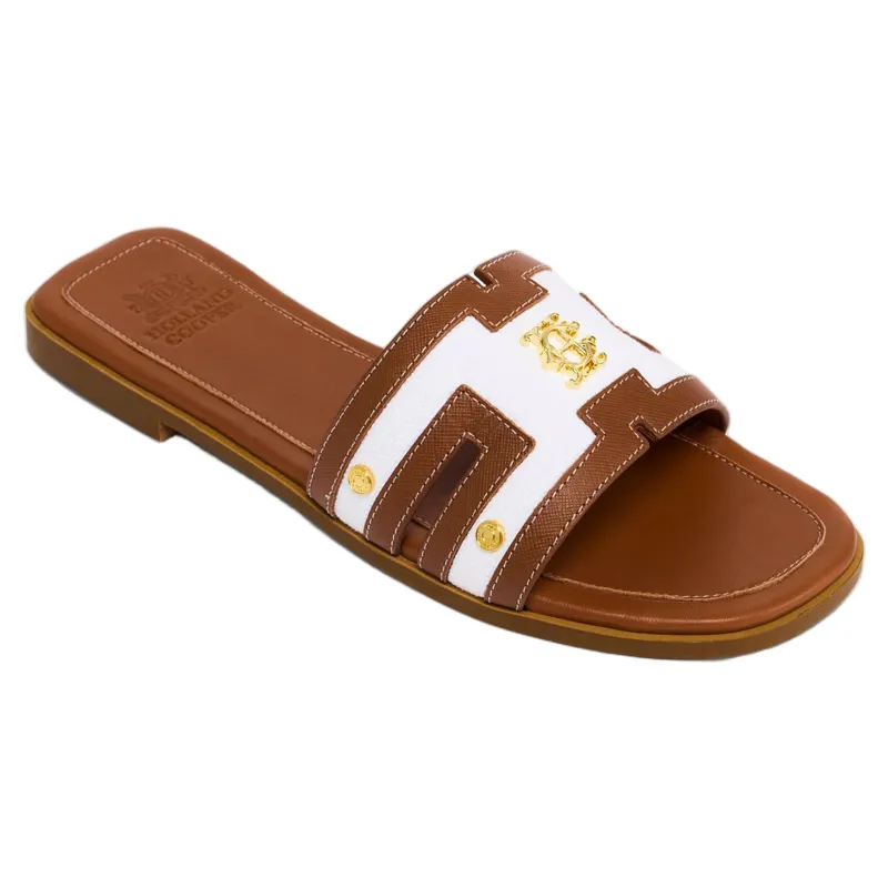 Holland Cooper Heraldic Monogram Slides in Natural Tan