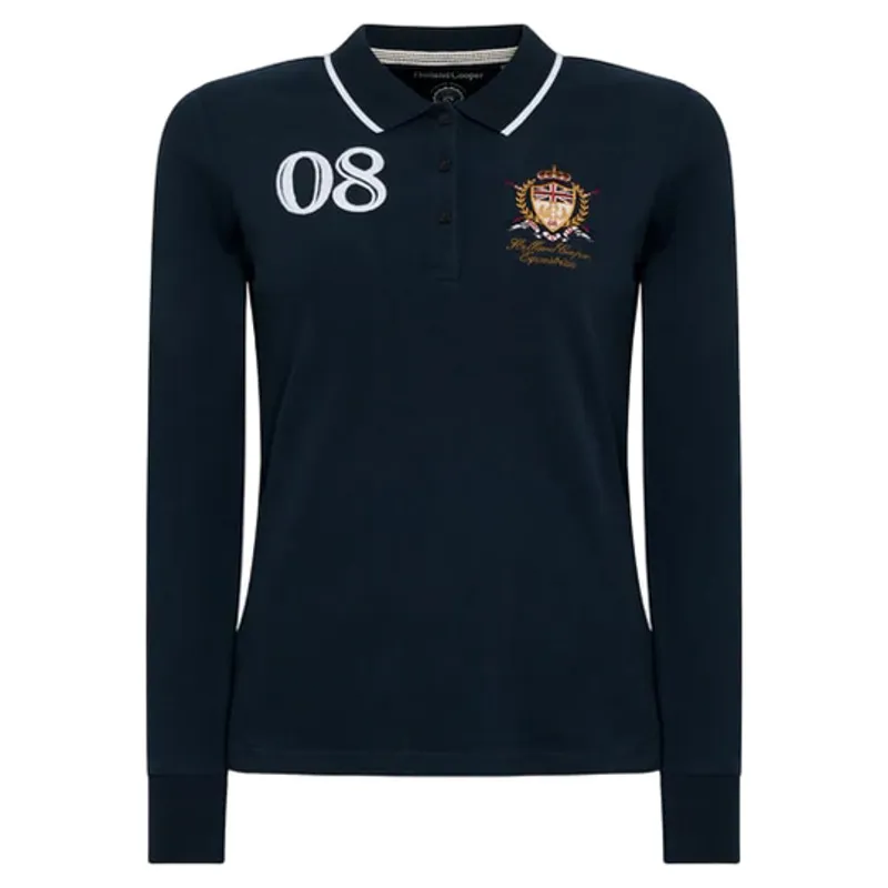 Holland Cooper Heritage Long Sleeve Polo Shirt in Ink Navy