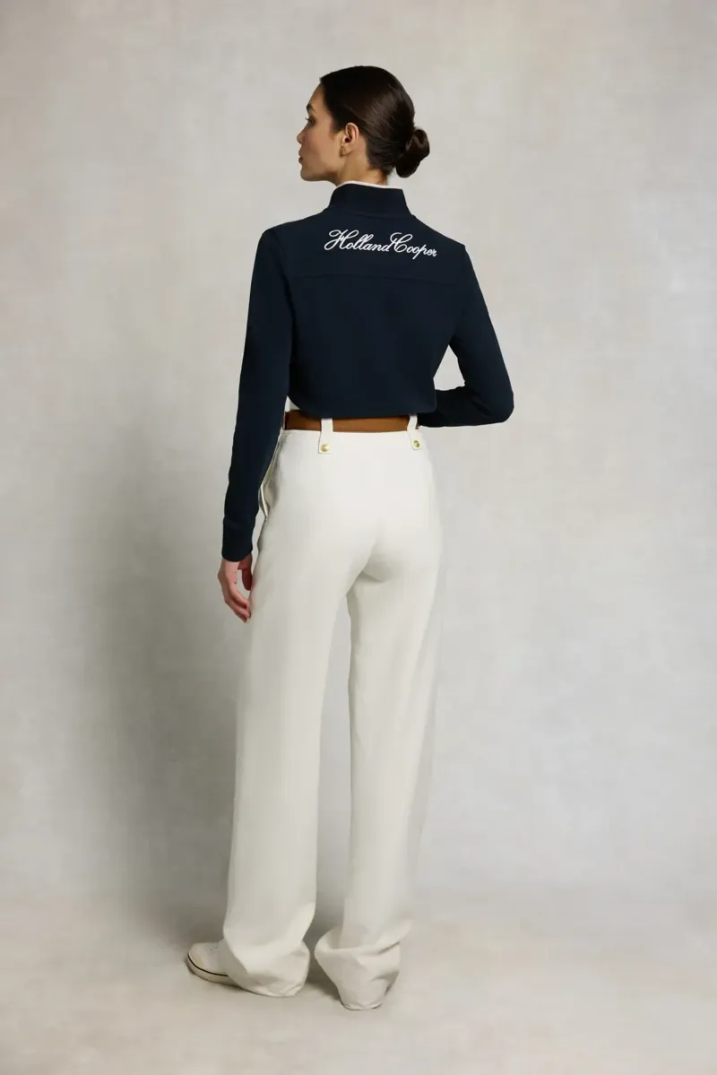 Holland Cooper Heritage Long Sleeve Polo Shirt in Ink Navy-3