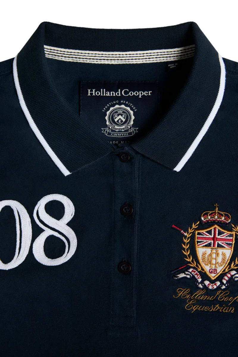 Holland Cooper Heritage Long Sleeve Polo Shirt in Ink Navy-4