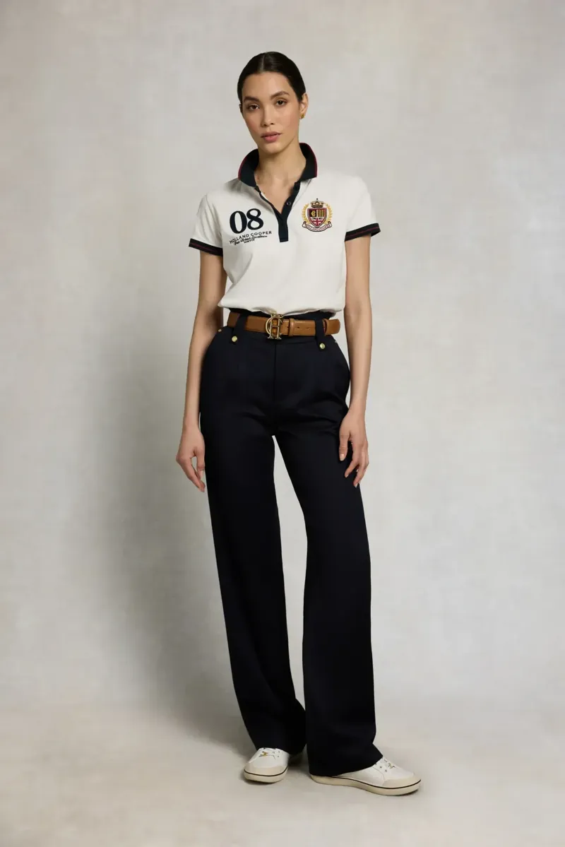 Holland Cooper Heritage Short Sleeve Polo Shirt in White-1